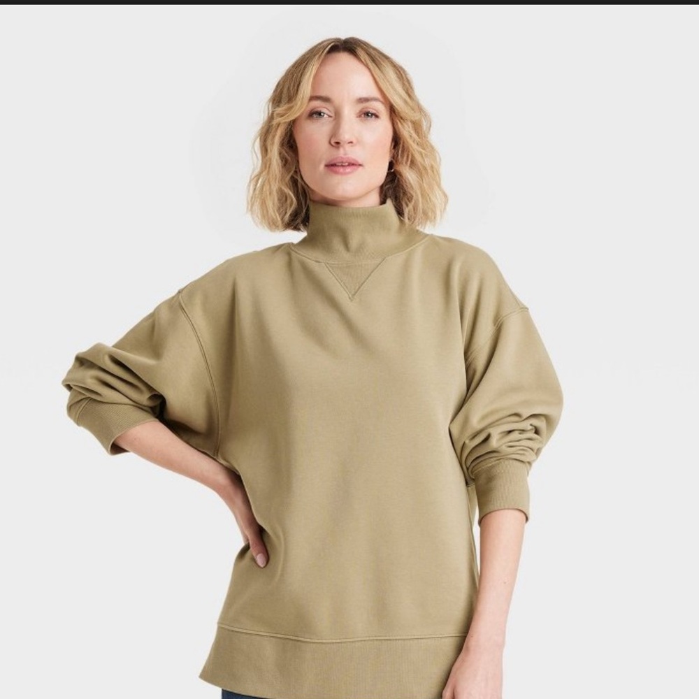 Women's Olive Green Turtleneck Sweater